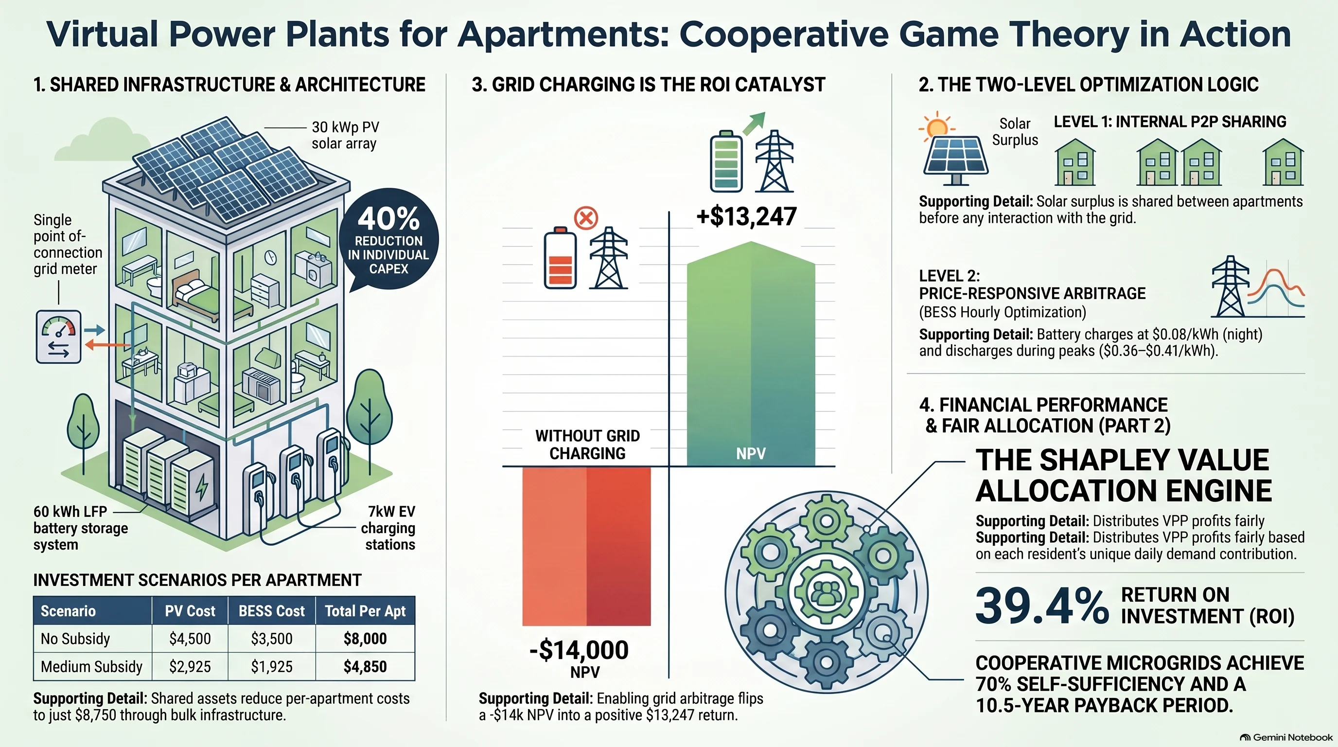 Virtual power plants for apartments: cooperative game theory in action
