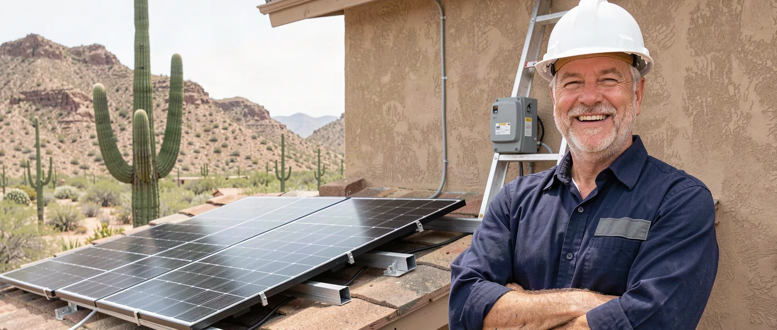 Solar contractor on a job site in Tucson, AZ